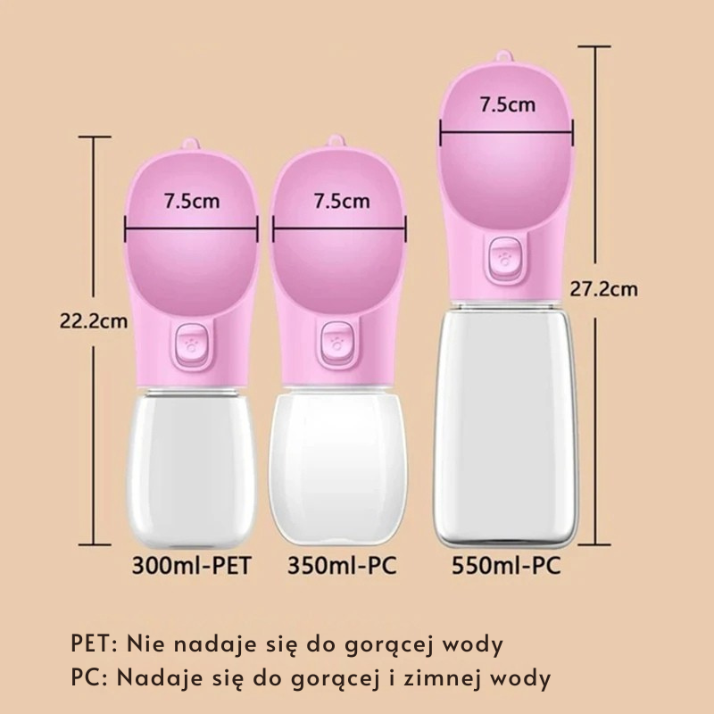 Przenośna butelka na wodę dla psa