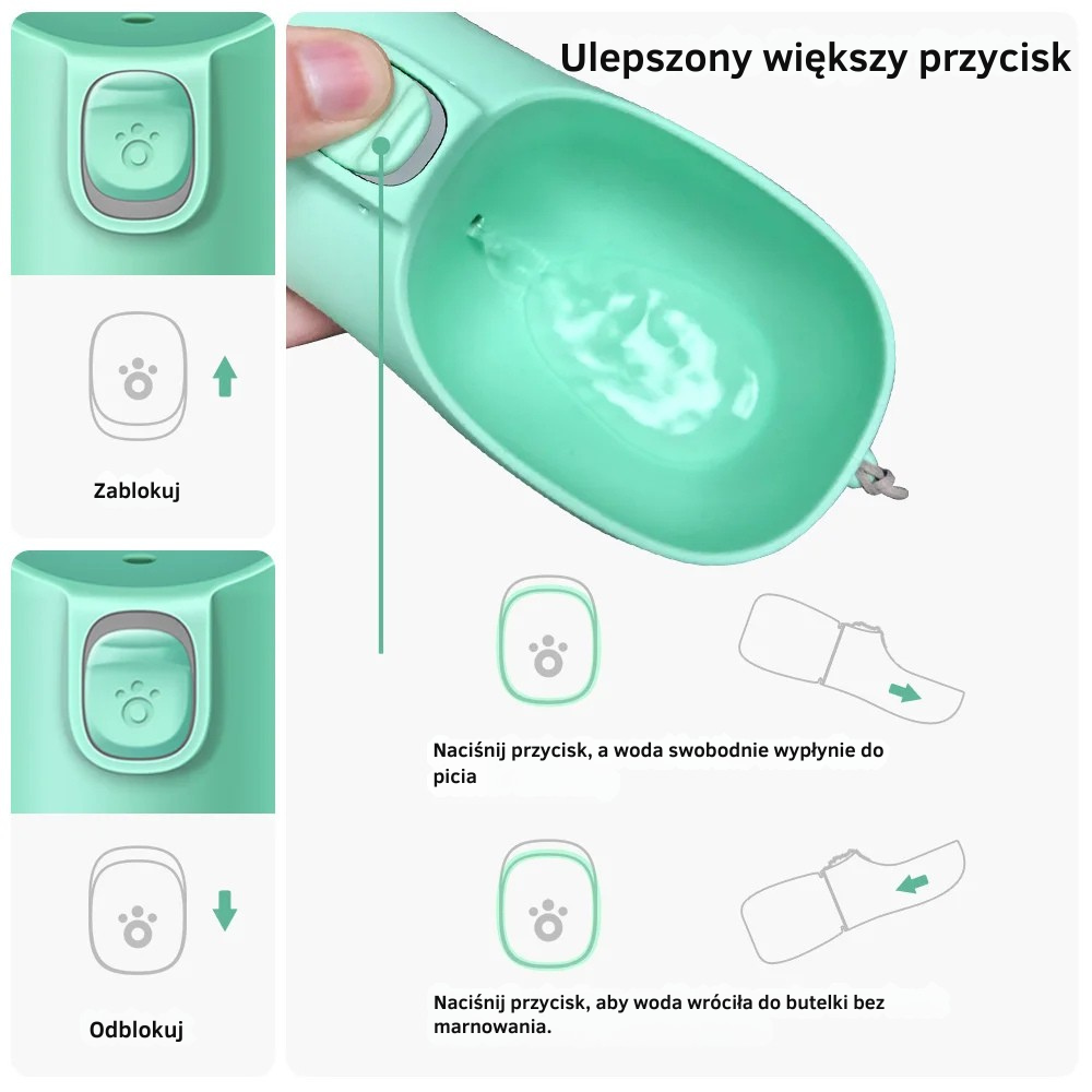 Przenośna butelka na wodę dla psa
